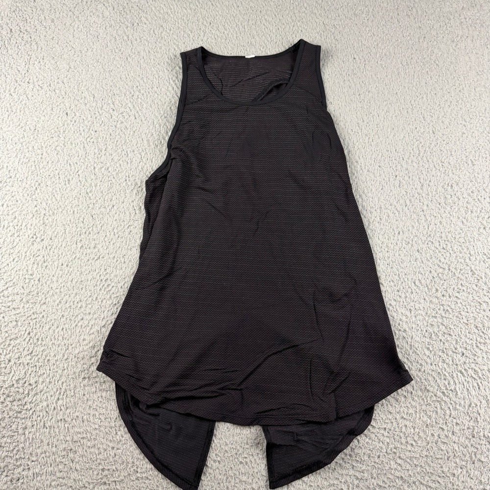 Lululemon Tank Top Womens 6 Loose Fit Back Cut Out Stripe Black
